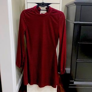 Long Sleeve Velvet Red Dress